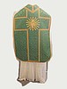 Green Roman trimmed in Green/Gold with Bullion Sacred Heart Emblem on Chasuble Back.